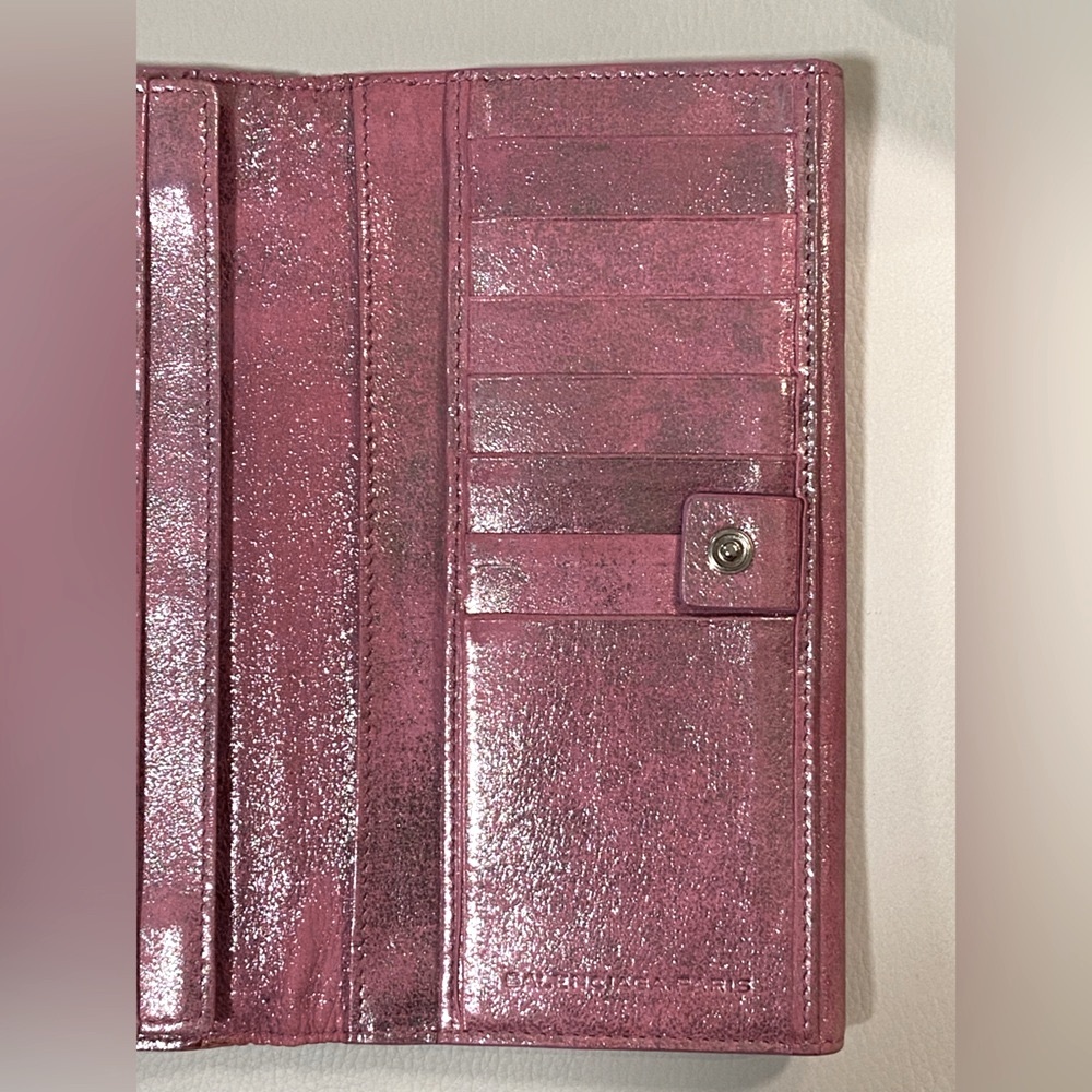 BALENCIAGA Le City Pink Leather Long Bifold Wallet, EUC - Picture 7 of 15
